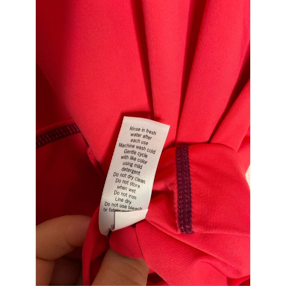 Athleta Shirt Womens Size M/L Coral Rash Guard Kangaroo Pocket UPF Swim Surf Top - Picture 5 of 11